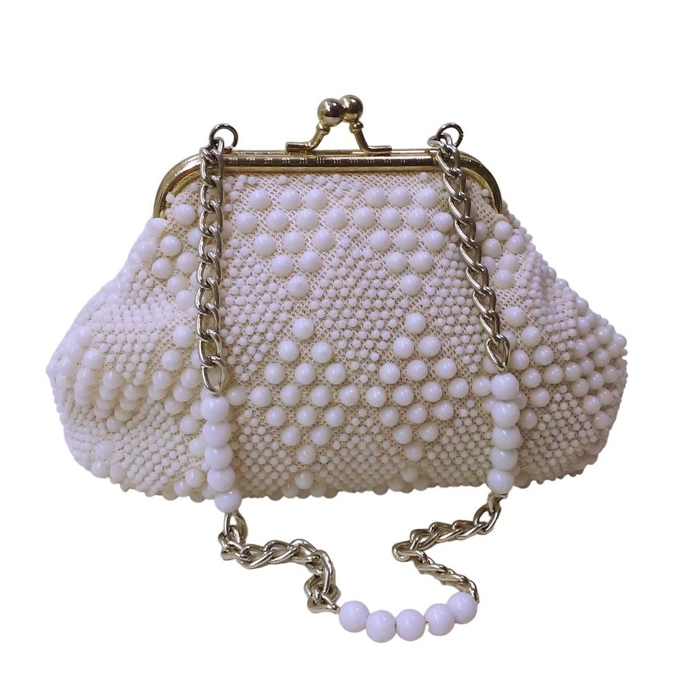Vintage 60s-70s John Wind Hong Kong Beaded Evening Handbag 9x7 Hinged KissLock